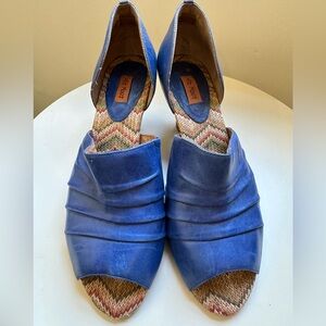Miz Mooz Open Toe 3” Heels Royal Blue Size 10
